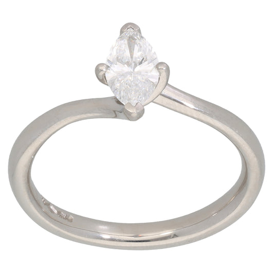 Platinum 0.50ct Marquis Diamond Solitaire Ring Size N