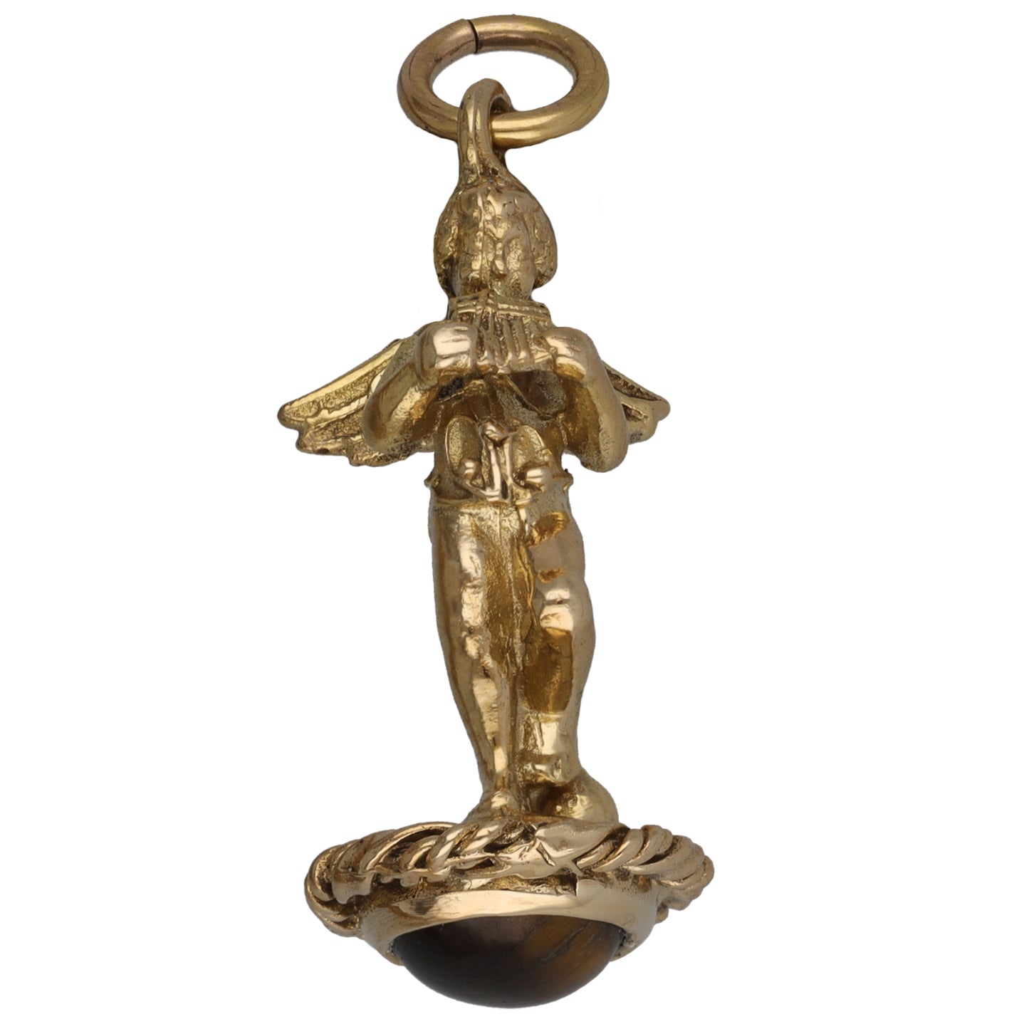 9ct Gold Tiger's Eye Cherub Pendant