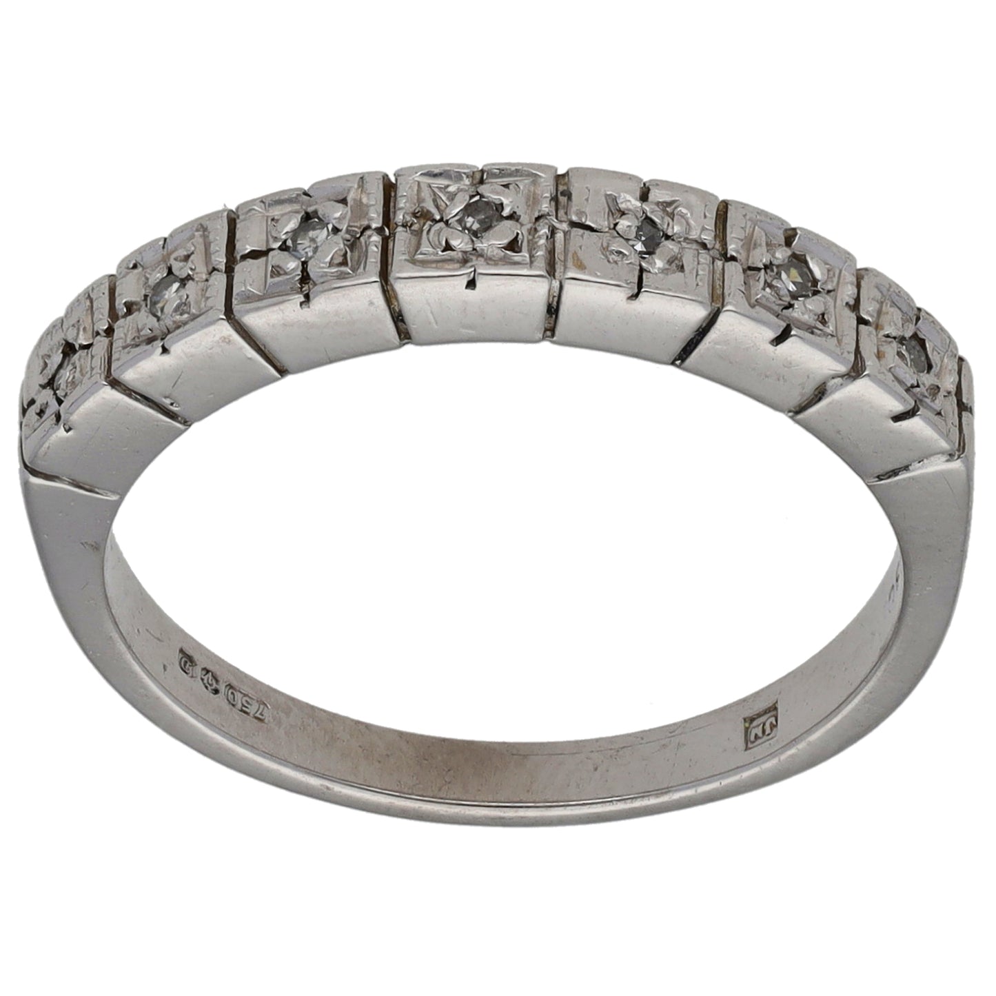 18ct White Gold 0.07ct Diamond Half Eternity Ring Size N