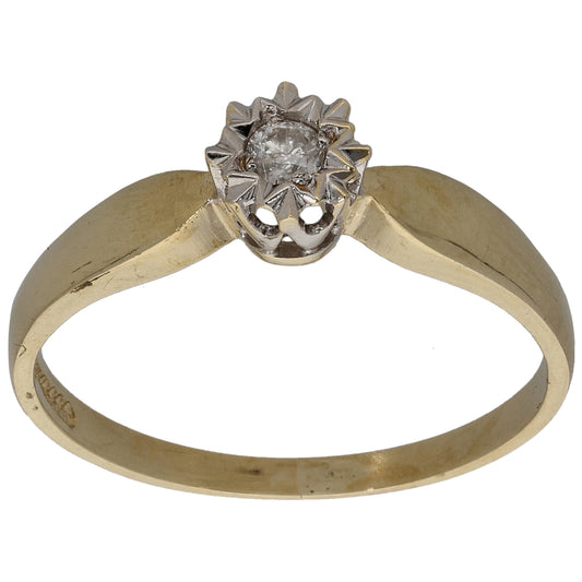 9ct Gold 0.07ct Diamond Solitaire Ring Size O