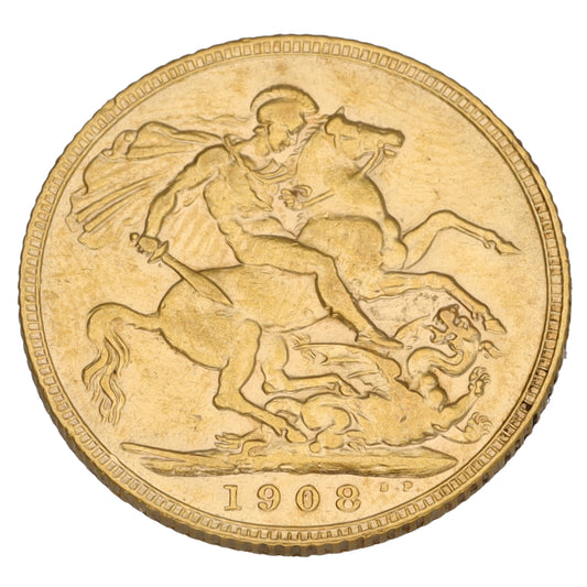 22ct Gold King Edward VII Full Sovereign Coin 1908
