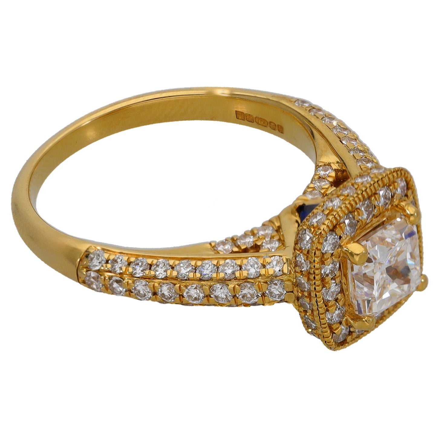 18ct Gold 1.41ct Diamond & Sapphire Dress/Cocktail Ring Size N