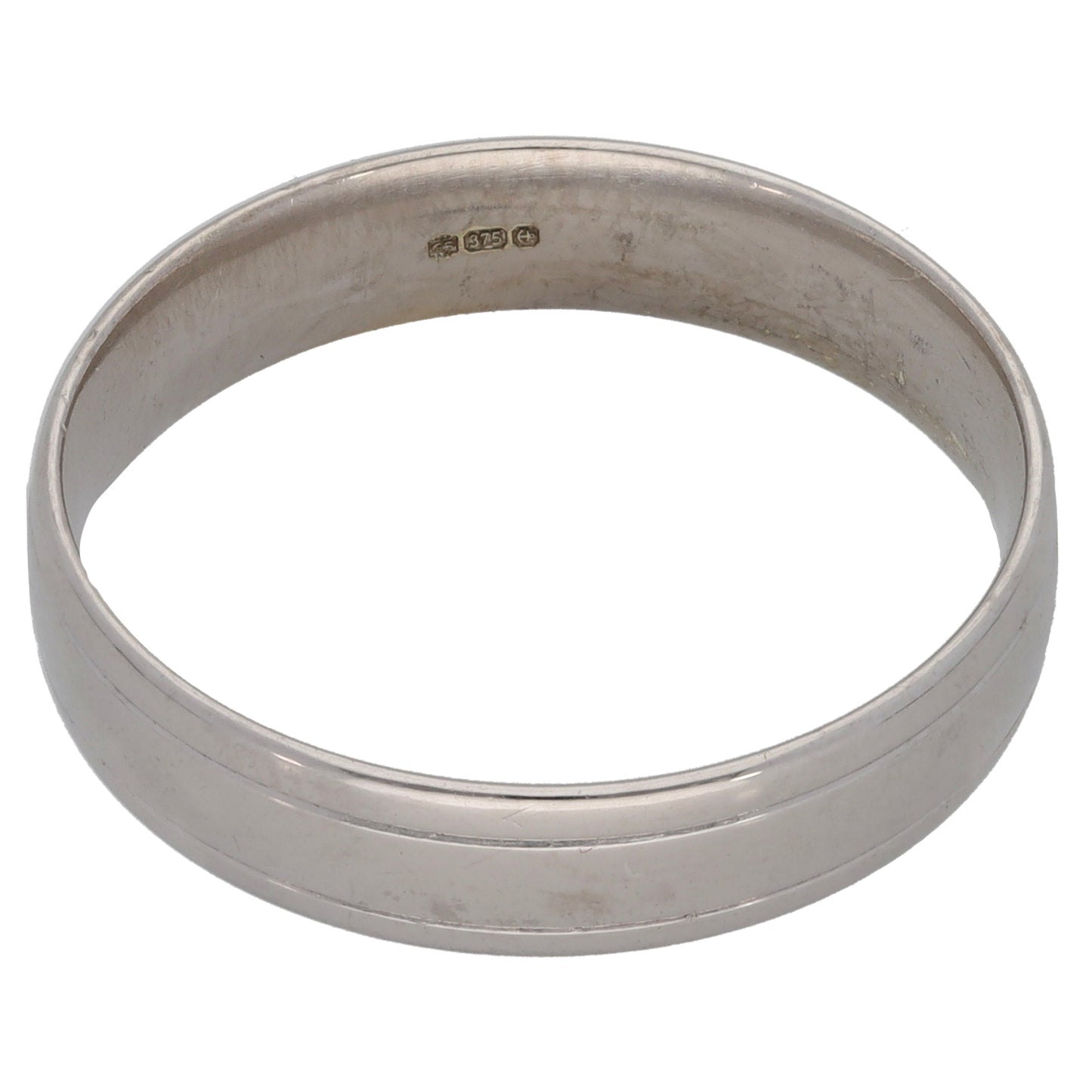 9ct White Gold Plain Wedding Ring Size V