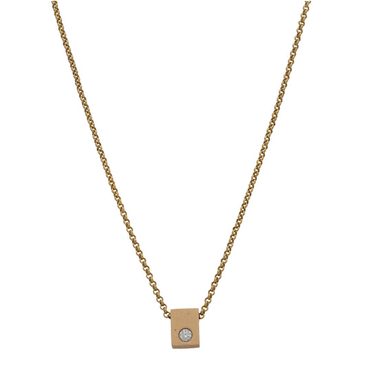 9ct Gold 0.20ct Diamond Solitaire Pendant With Chain
