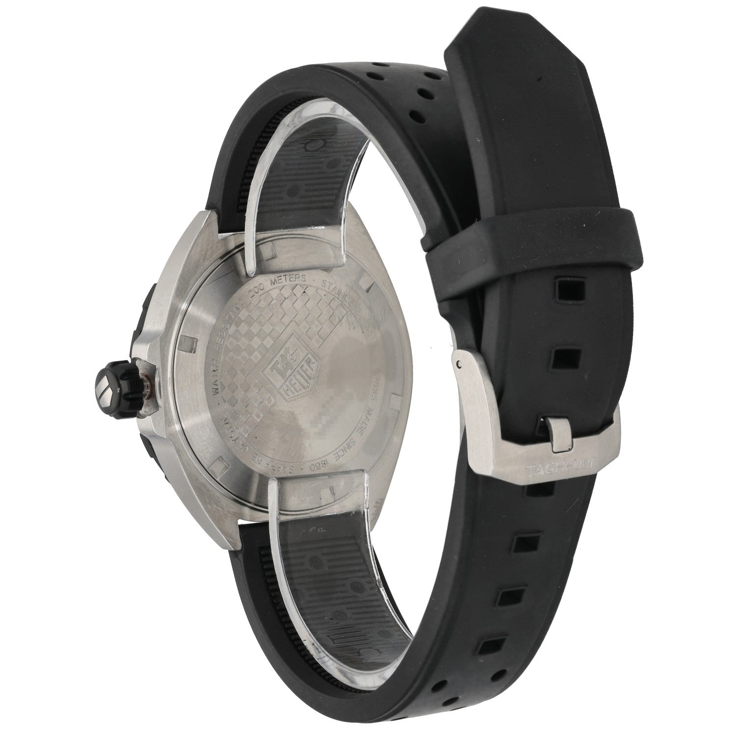 Tag Heuer Formula 1 WAZ1110, black dial, black rubber strap, rear angle image