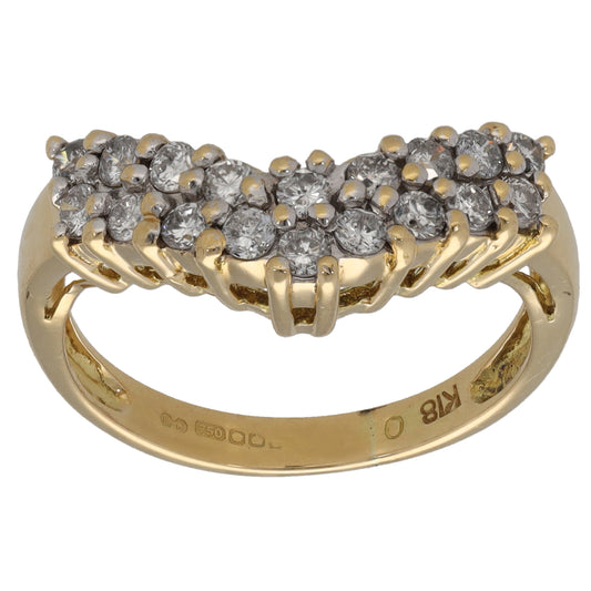 18ct Gold 0.36ct Diamond Wishbone Ring Size K