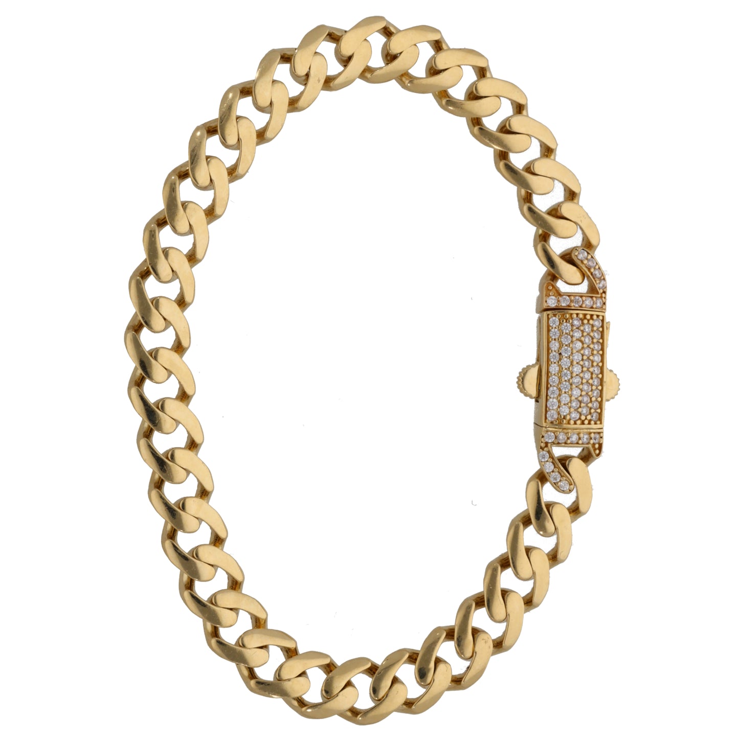 14ct Gold Cubic Zirconia Curb Bracelet