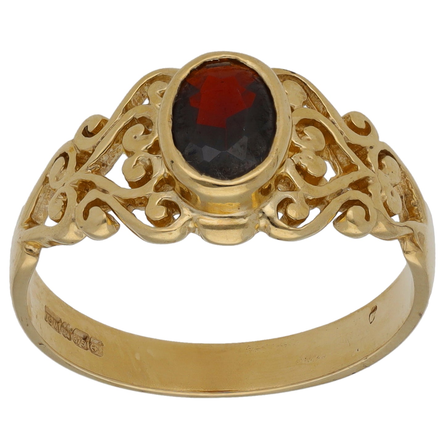 9ct Gold Garnet Single Stone Ring Size P