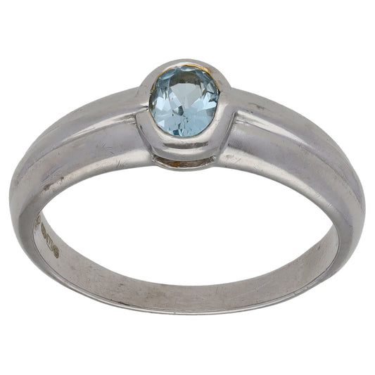 9ct White Gold Topaz Single Stone Ring Size P