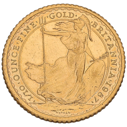 22ct Gold Queen Elizabeth II 1/10 OZ Britannia Coin 1987