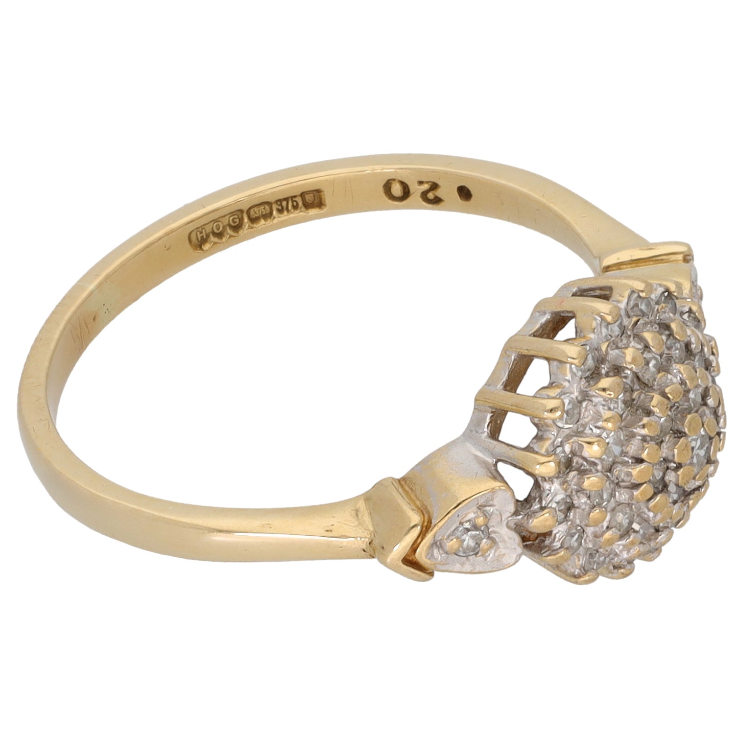 9ct Gold 0.20ct Diamond Cluster Ring Size M