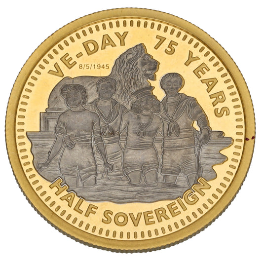 22ct Gold VE-Day 75 Years Half Sovereign Coin 2020
