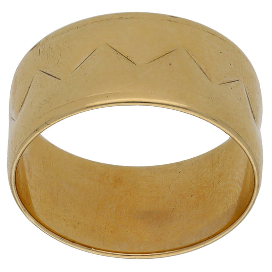 9ct Gold Patterned Wedding Ring Size R
