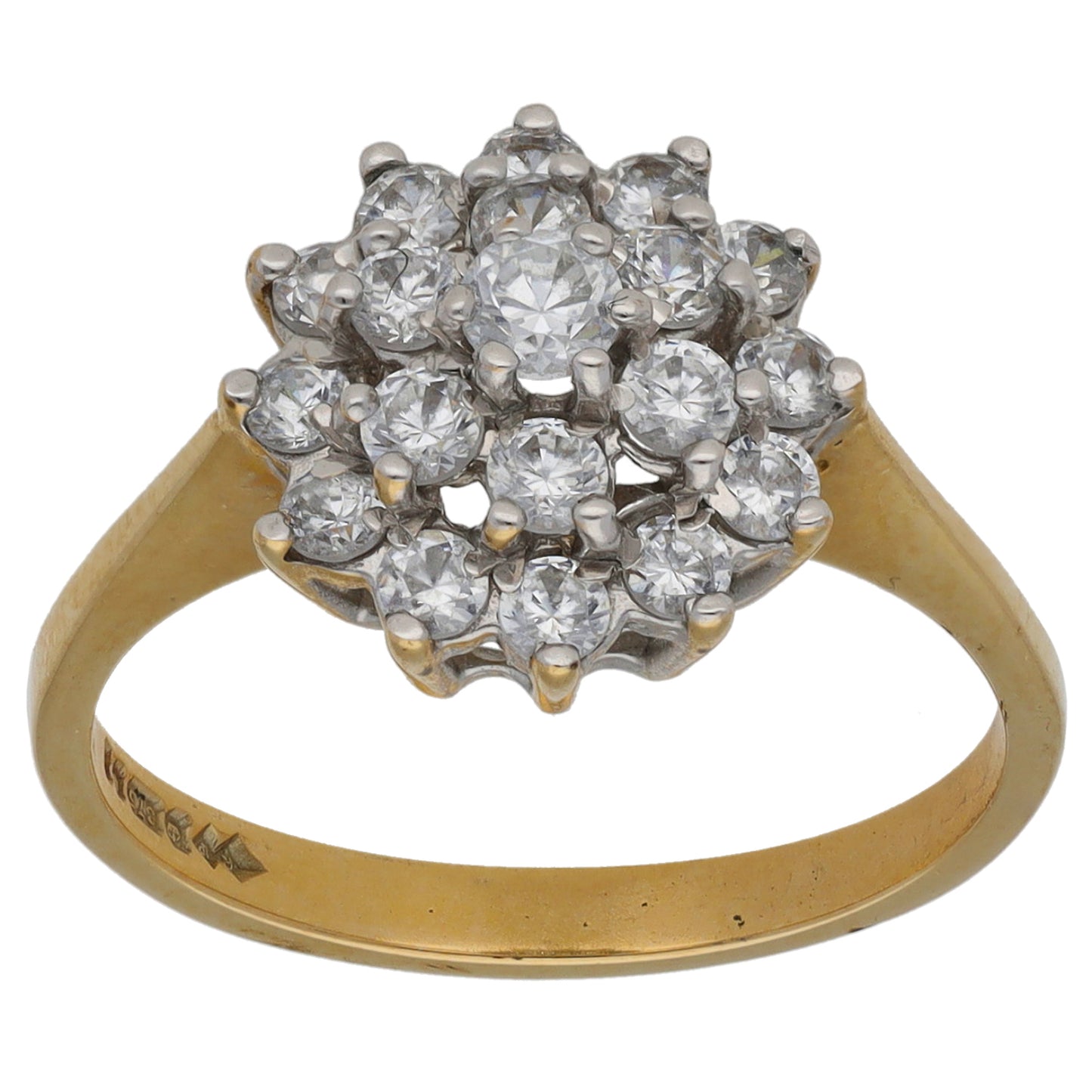 9ct Gold Cubic Zirconia Cluster Ring Size M