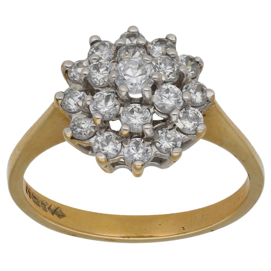 9ct Gold Cubic Zirconia Cluster Ring Size M