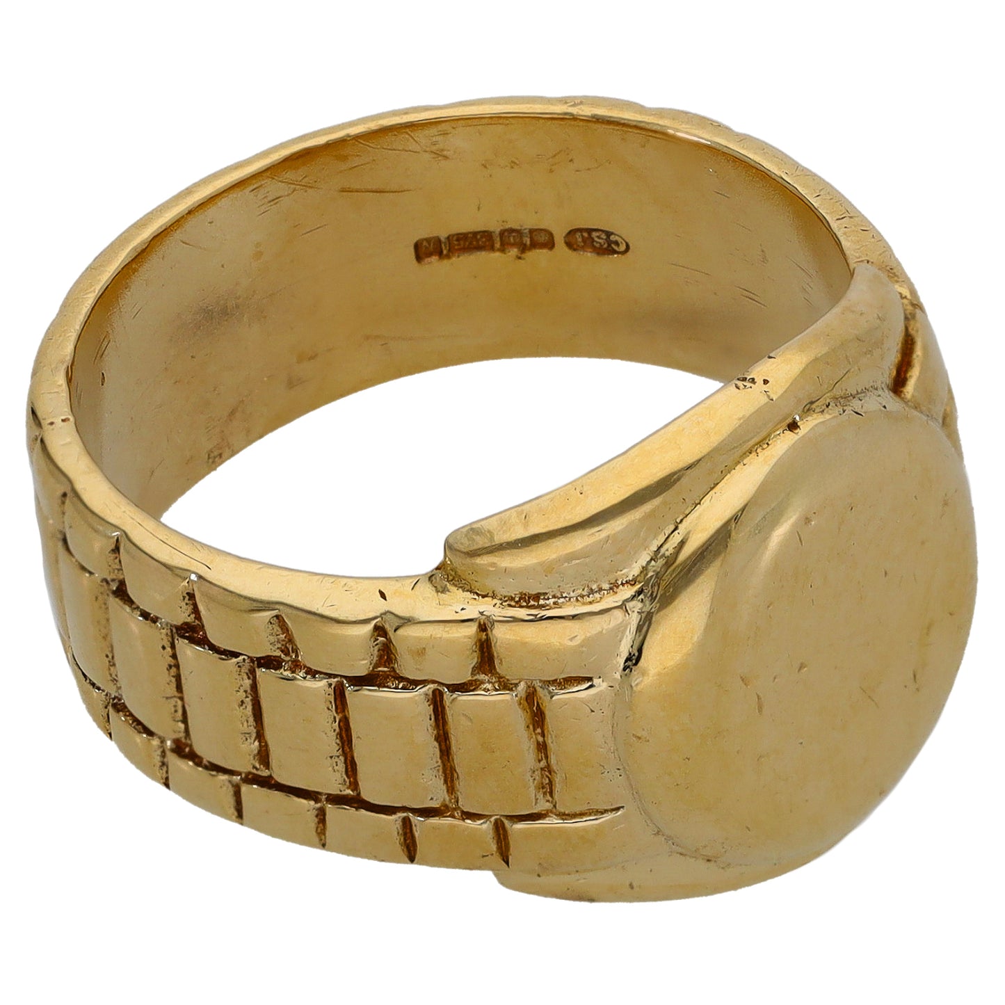 9ct Gold Patterned Signet Ring Size Q