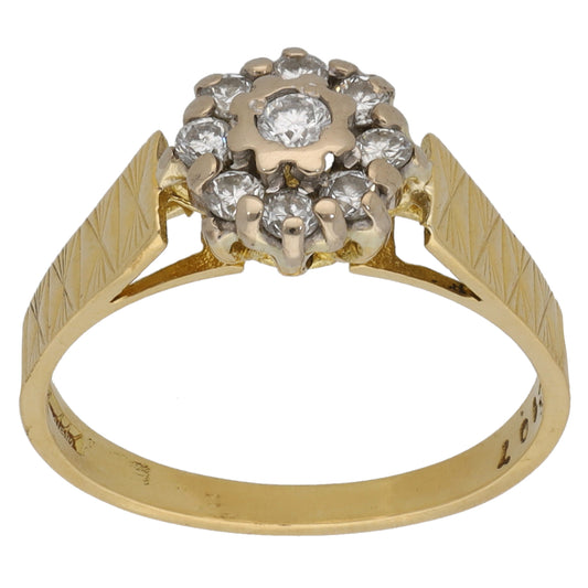 18ct Gold 0.19ct Diamond Cluster Ring Size M