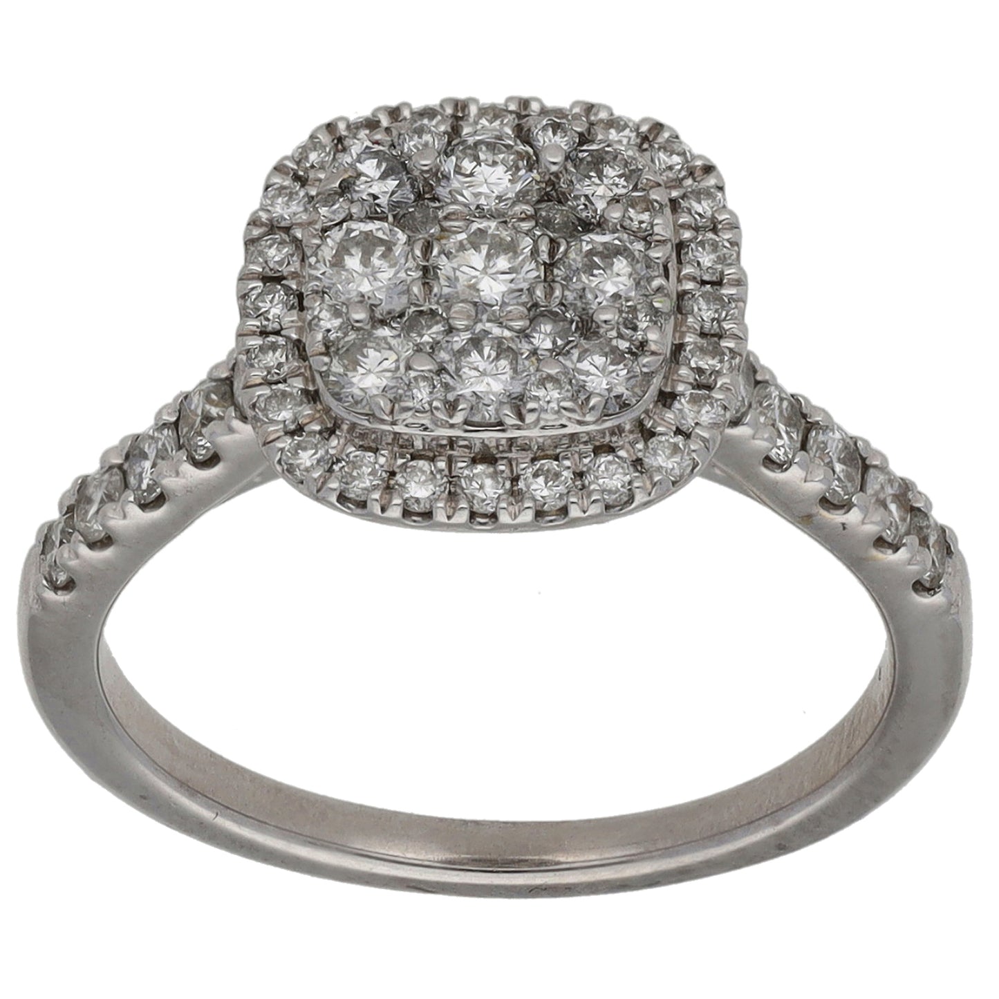 18ct White Gold 0.68ct Diamond Cluster Ring Size K