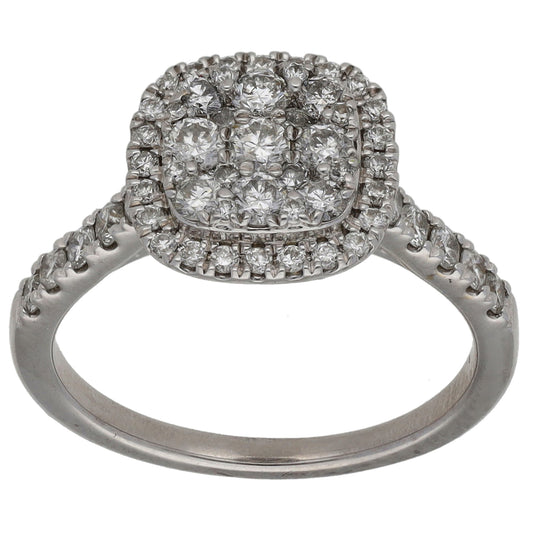 18ct White Gold 0.68ct Diamond Cluster Ring Size K