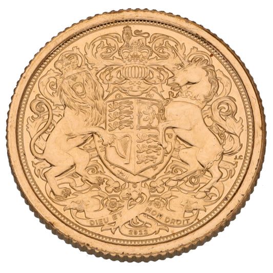 22ct Gold King Charles III Quarter Sovereign Coin 2022