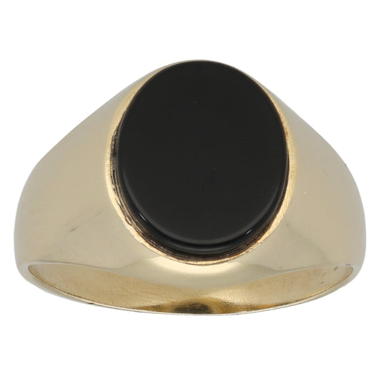 9ct Gold Onyx Signet Ring Size R