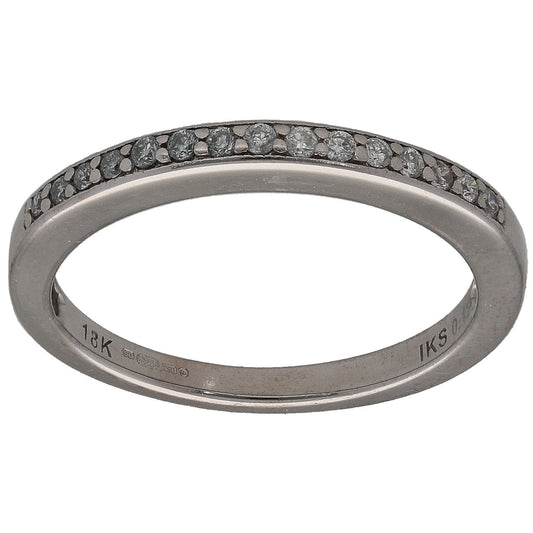 18ct White Gold 0.12ct Diamond Half Eternity Ring Size K