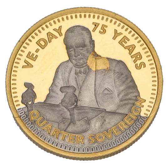 22ct Gold VE-Day 75 Years Quarter Sovereign Coin 2020