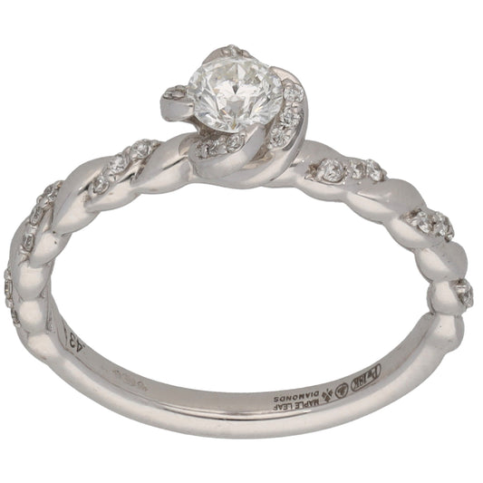 18ct White Gold 0.43ct Diamond Solitaire Ring With Accent Stones Size M