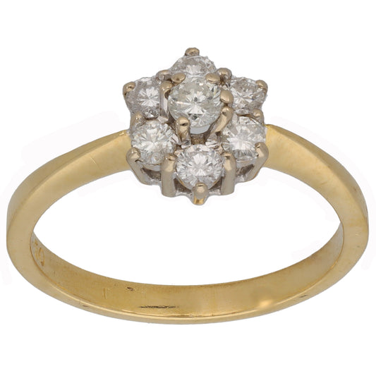 18ct Gold 0.35ct Diamond Cluster Ring Size P
