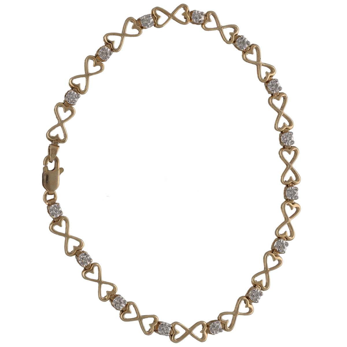 9ct Gold 0.07ct Diamond Fancy Stone Set Bracelet