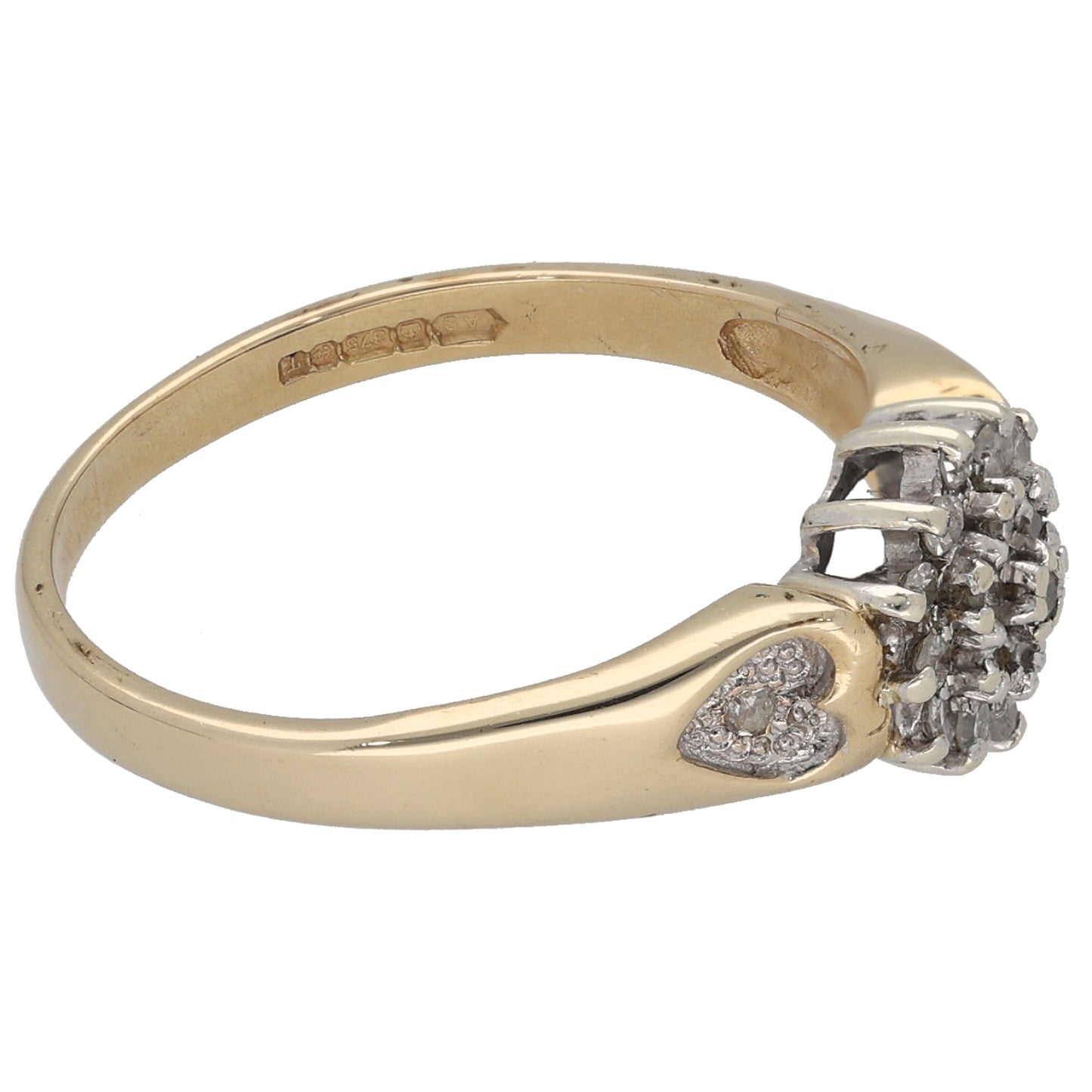 9ct Gold 0.21ct Diamond Cluster Ring Size P