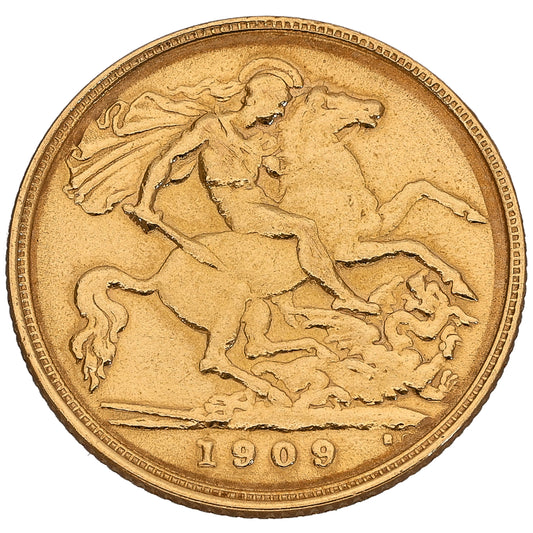 22ct Gold King Edward VII Half Sovereign Coin 1909