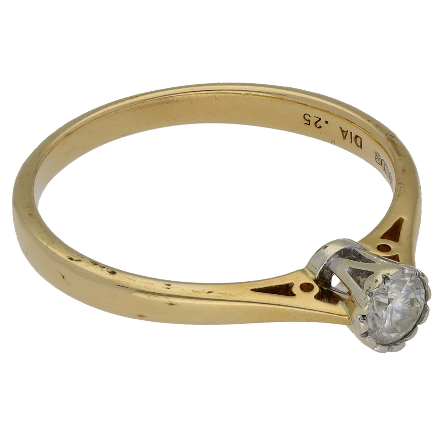 9ct Gold 0.25ct Diamond Solitaire Ring Size Q