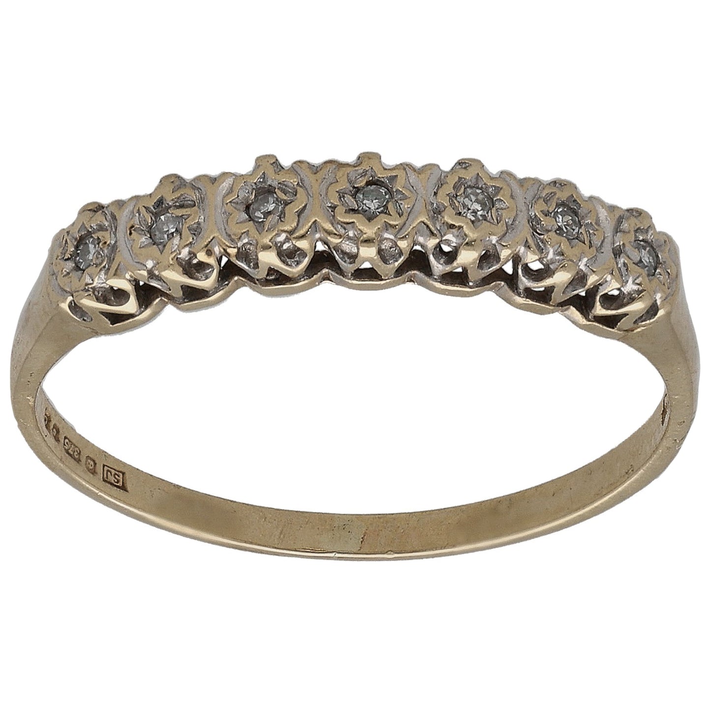 9ct Gold 0.07ct Diamond Half Eternity Ring Size O