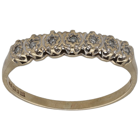 9ct Gold 0.07ct Diamond Half Eternity Ring Size O