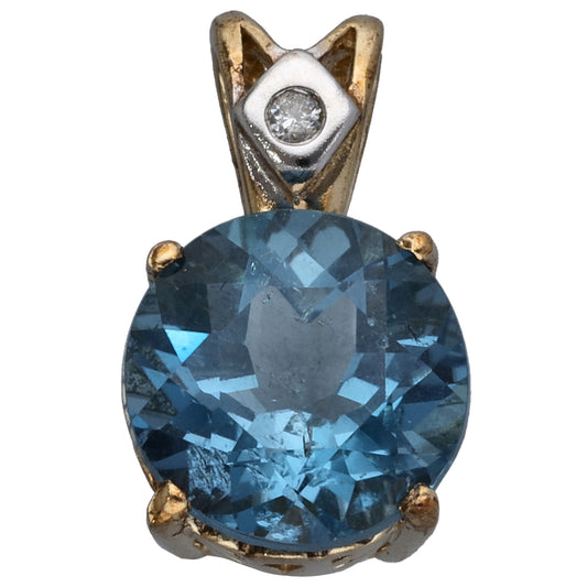 9ct Gold Topaz & 0.02ct Diamond Dress/Cocktail Pendant