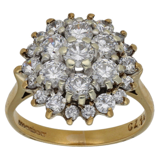 9ct Gold Cubic Zirconia Cluster Ring Size L