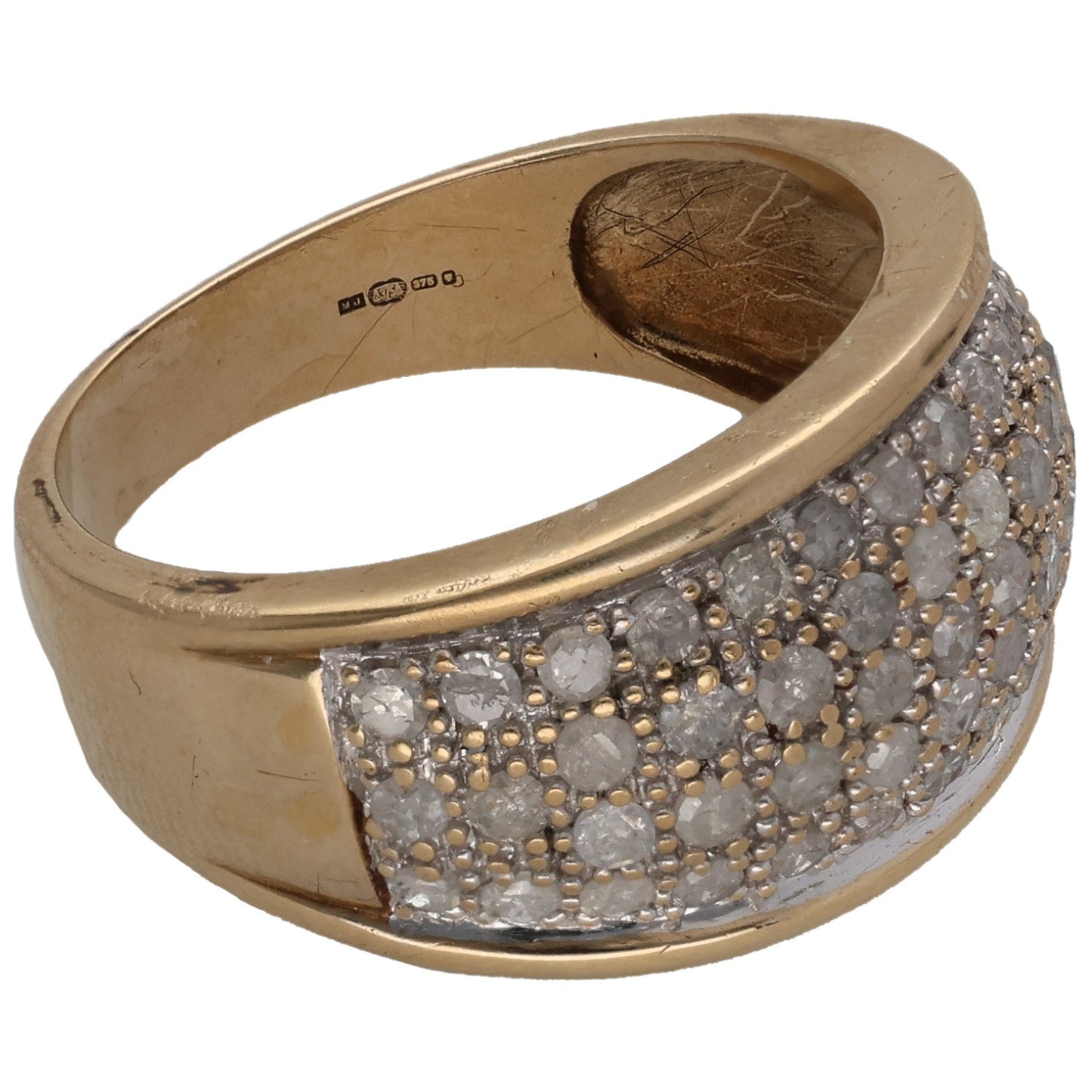 9ct Bicolour Gold 1.53ct Diamond Half Eternity Ring Size O