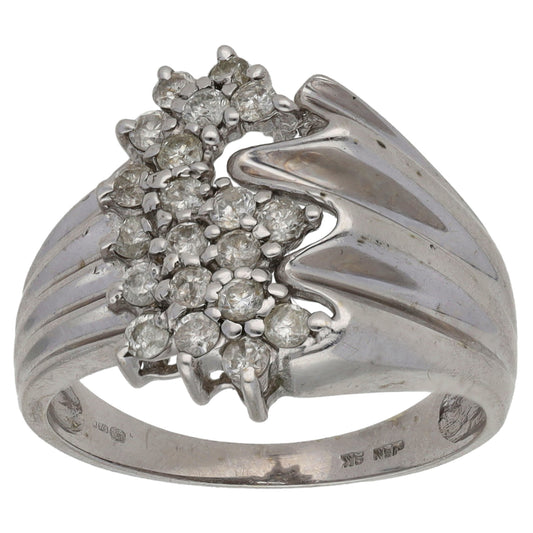 9ct White Gold 0.40ct Diamond Cluster Ring Size M