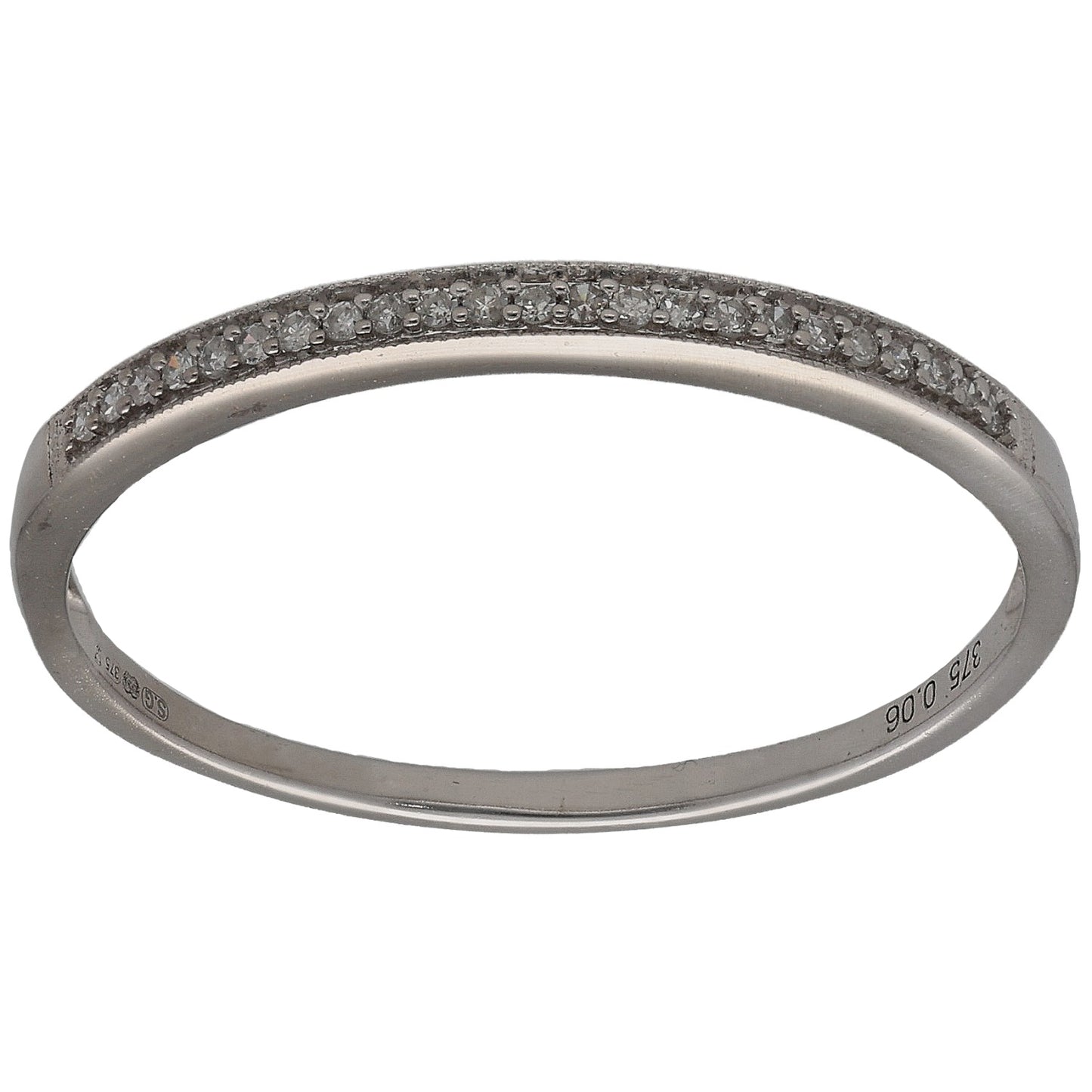 9ct White Gold 0.06ct Diamond Half Eternity Ring Size W