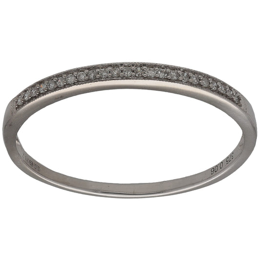 9ct White Gold 0.06ct Diamond Half Eternity Ring Size W