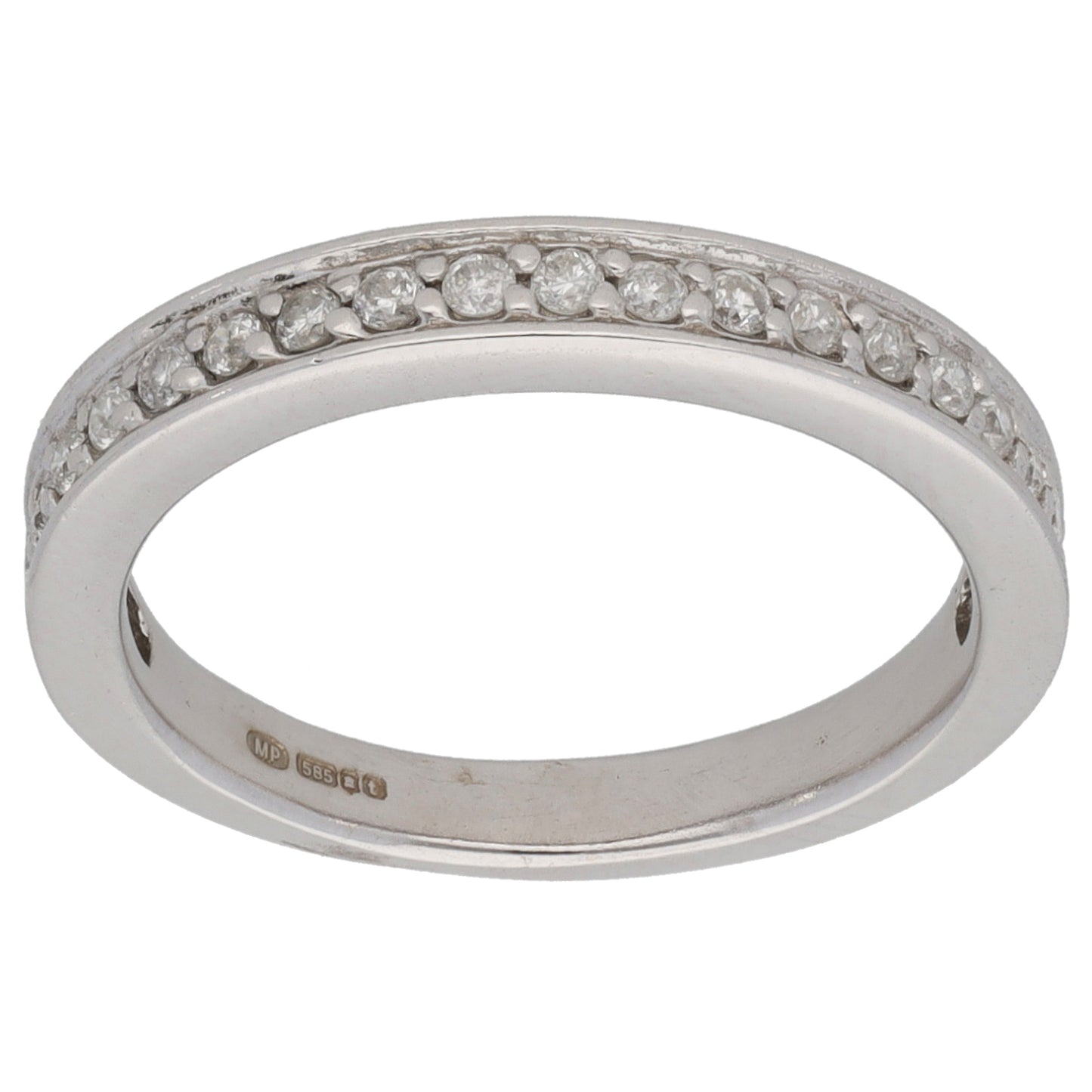 14ct White Gold 0.10ct Diamond Half Eternity Ring Size K