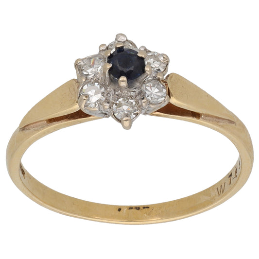 9ct Gold Sapphire & Cubic Zirconia Dress/Cocktail Ring Size N