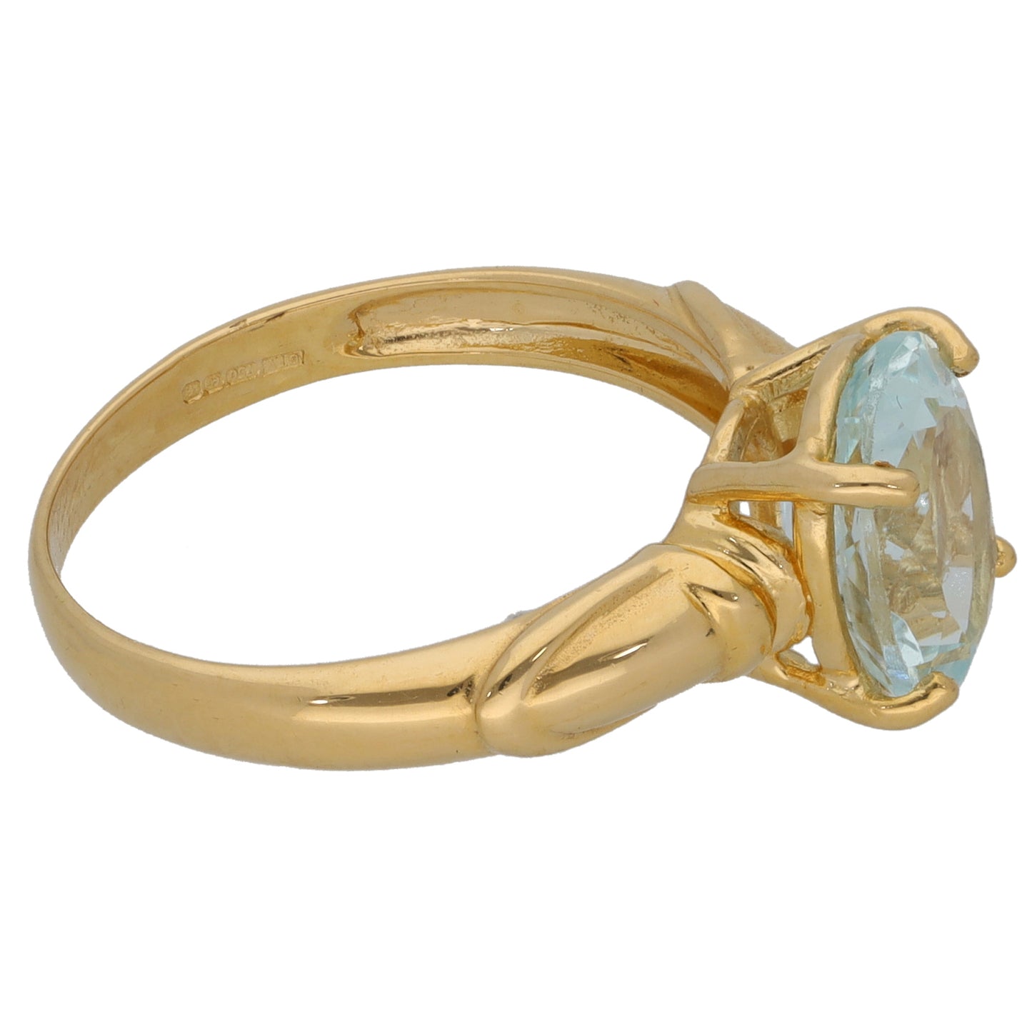 18ct Gold Aquamarine Single Stone Ring Size N