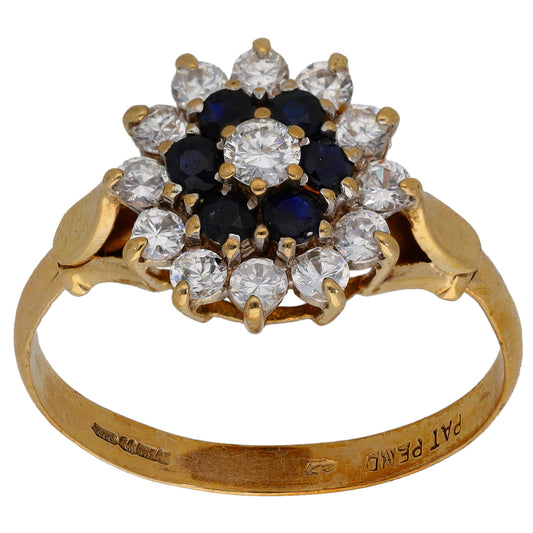 9ct Gold Sapphire & Cubic Zirconia Dress/Cocktail Ring Size S
