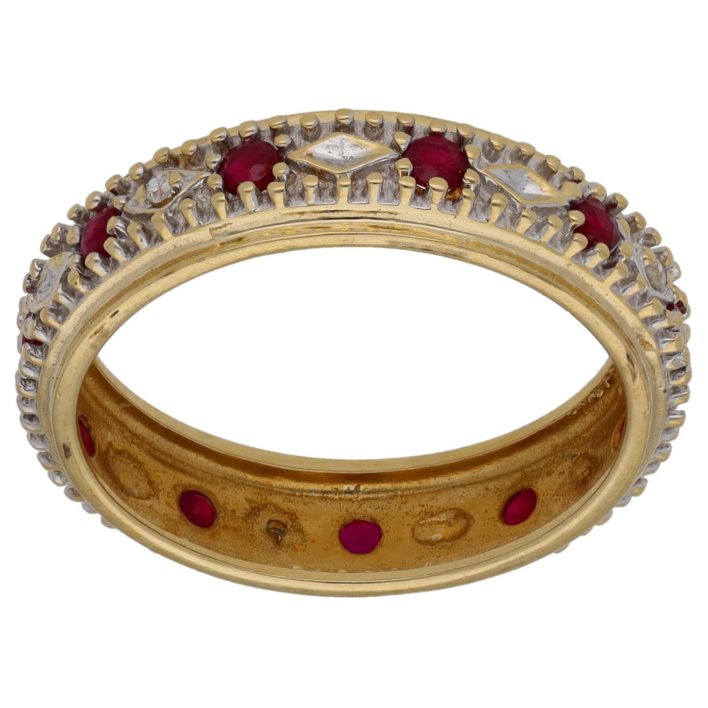 9ct Gold Ruby & 0.025ct Diamond Eternity Ring Size O