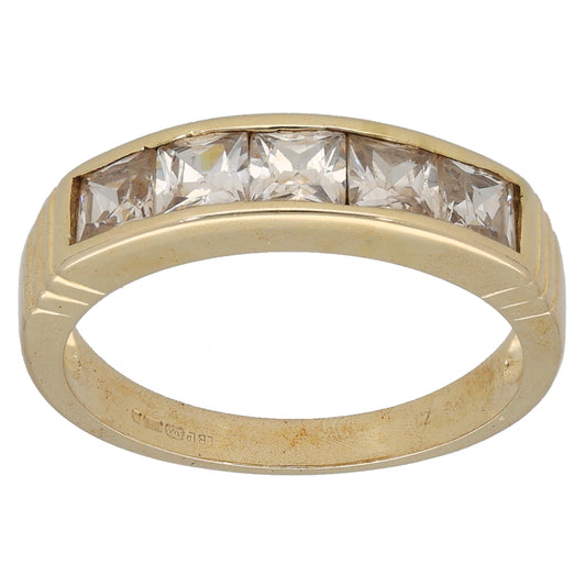 9ct Gold Cubic Zirconia Half Eternity Ring Size M