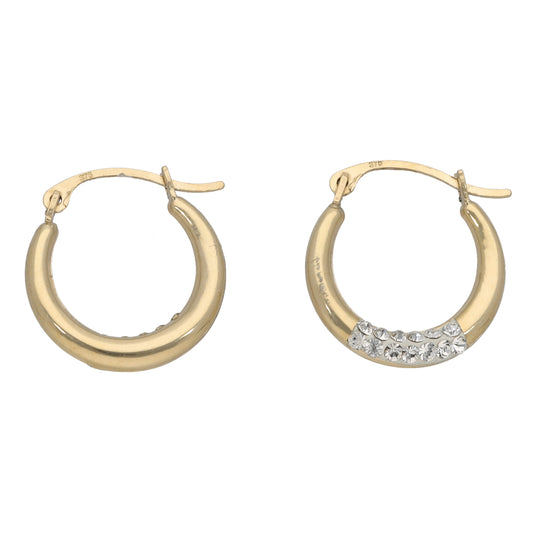 New 9ct Gold Crystal Hoop Earrings
