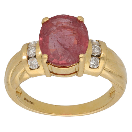 18ct Gold Sapphire & 0.06ct Diamond Dress/Cocktail Ring Size N
