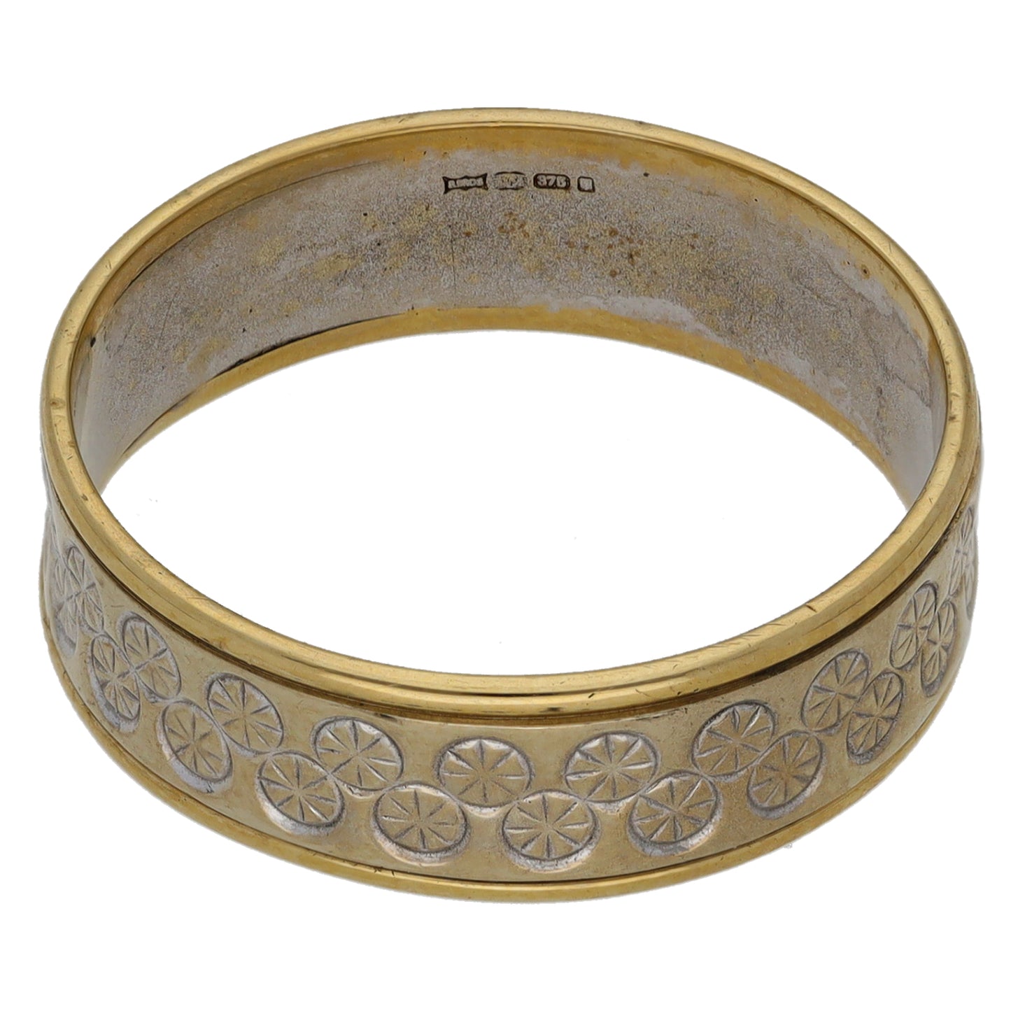 9ct Bicolour Gold Patterned Wedding Ring Size U